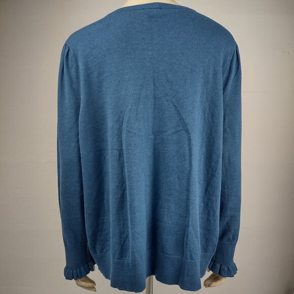 NWT Talbots blue cotton blend lightweight button front cardigan womens 3X XXXL - Picture 6 of 9
